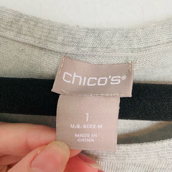 Chico’s Rib-Trim Sweater Tank Gray Medium NWT - Picture 3 of 6